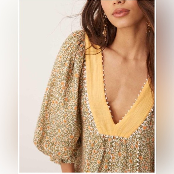 Free People Floral Mini Dress Size Small Half Sleeve Brand New - Picture 3 of 16